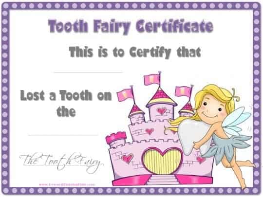 tooth fairy certificates