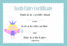 Tooth fairy certificate blue