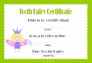 Tooth fairy certificate green