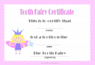 Tooth fairy certificate pink