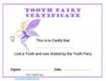 Free Tooth Fairy Certificate