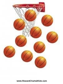 basketball hoop with basketballs
