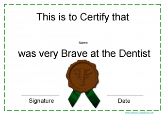 free printable certificate after visit to dentist