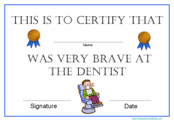 Certificate for dentist to give to patient