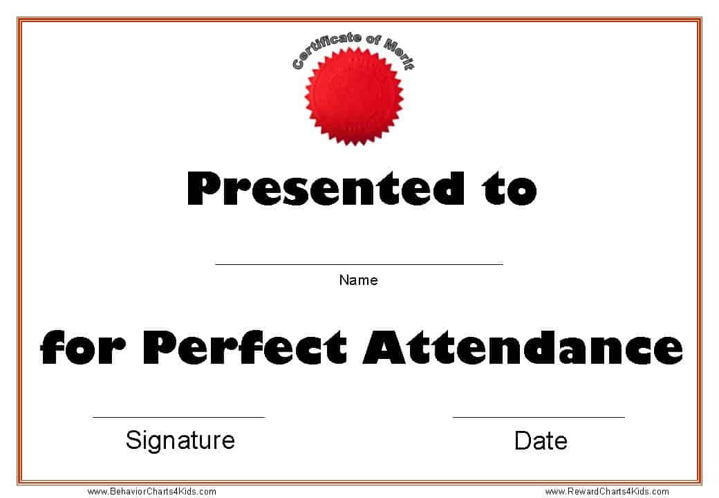 Perfect Attendance Certificate