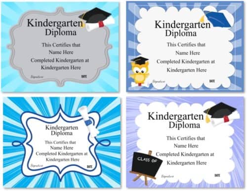 Kindergarten diploma certificate templates