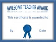 Teacher of the Year Certificates