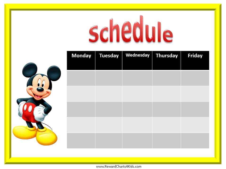 Printable mickey mouse potty training chart