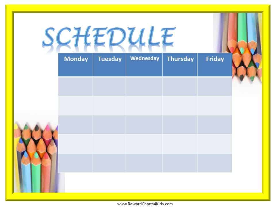 class schedule fill in chore chart