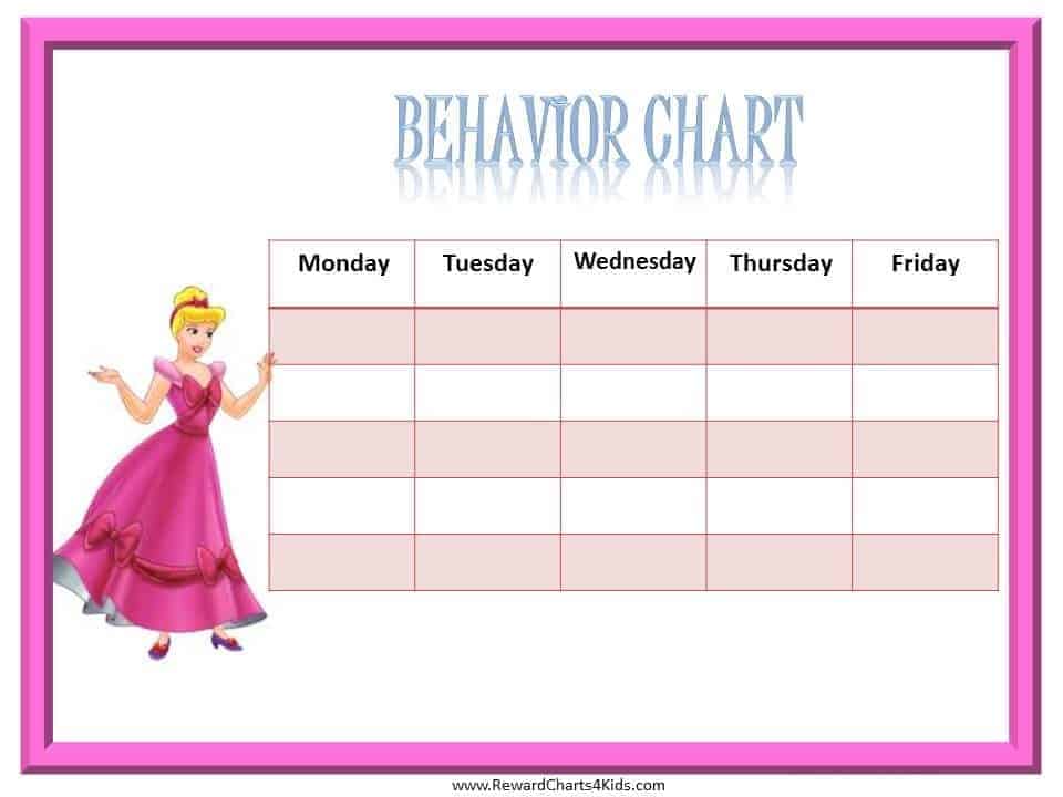 Free Printable Behavior Chart Blank Princess