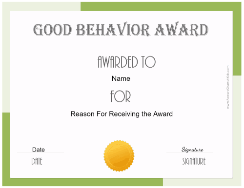 good behavior award