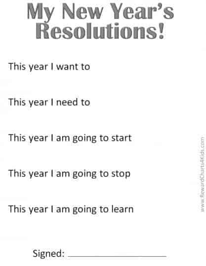 New Years Resolutions for the classroon (in black and white to save ink)