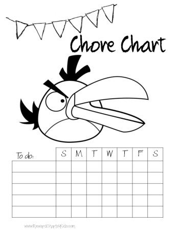 Chore chart template with an Angrybird
