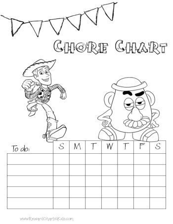 chore chart with characters from the Toy Story