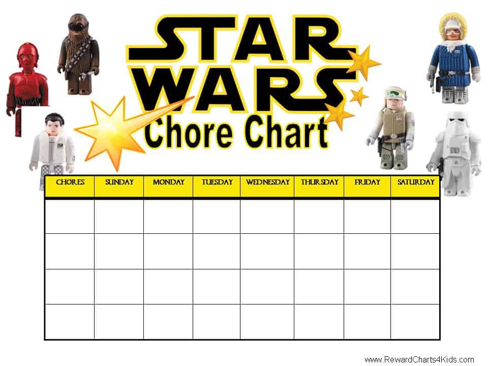 Printable Sticker Chart Monday Friday With Star Wars