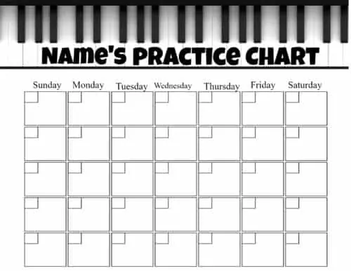 Piano practice chart