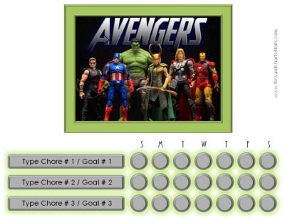 Chore chart template with Avengers