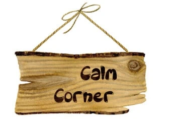 calm down corner sign for calm down area made of wooden hanging plaque