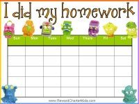 Homework sticker chart