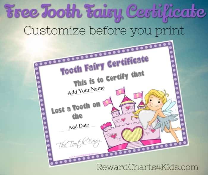 Free Fairy Reward Chart