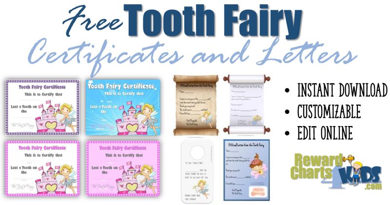 tooth fairy certificate and letter