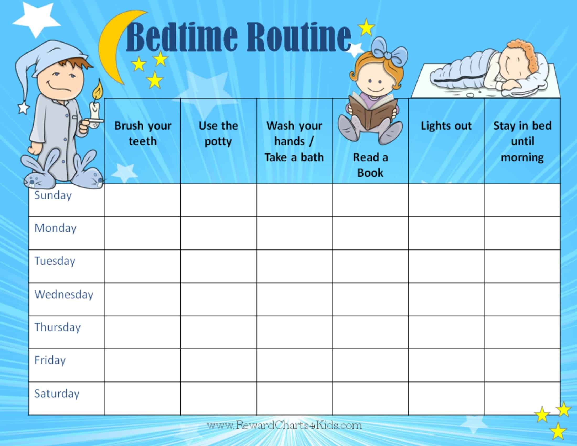 Free Printable Bedtime Routine Chart Customize Online Then Print