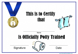 Potty trained certificates