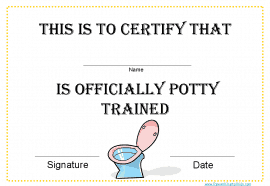 toilet training certificate