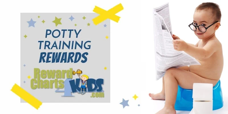 potty training rewards with a picture of a little boy on the potty
