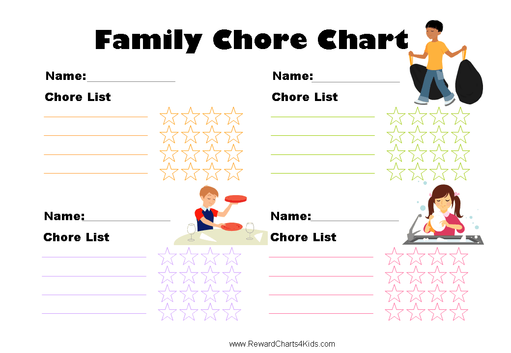 Printable Chore Charts For Multiple Children
