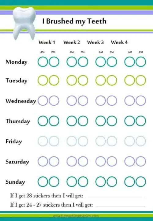 tooth brushing chart for kids