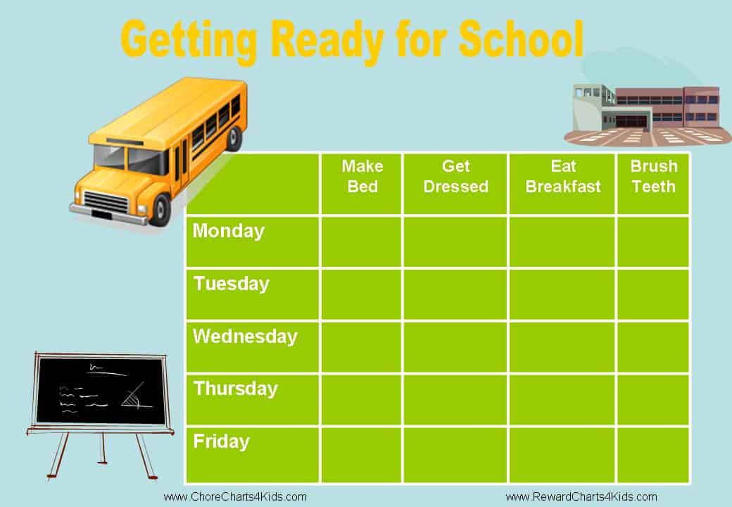 Kids Getting Ready For School Chart