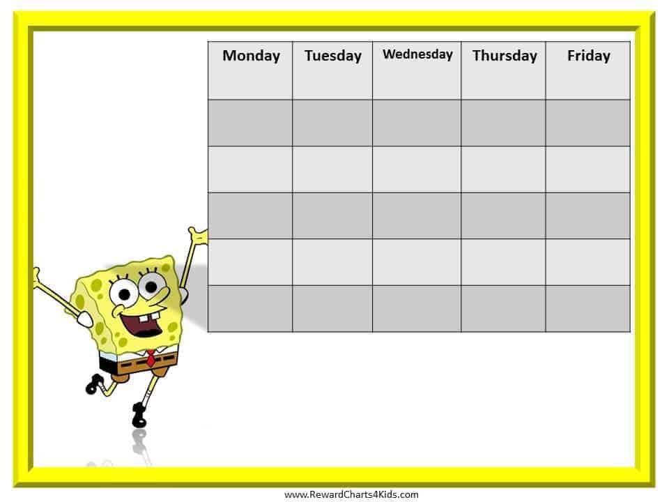 with or without photo Personalised Spongebob Reward Chart & Pen 