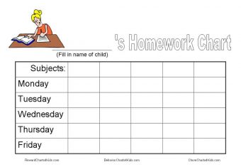 children's homework chart printable homework chart