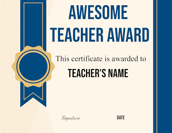 Awesome teacher award