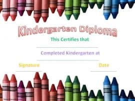 Kindergarten certificate