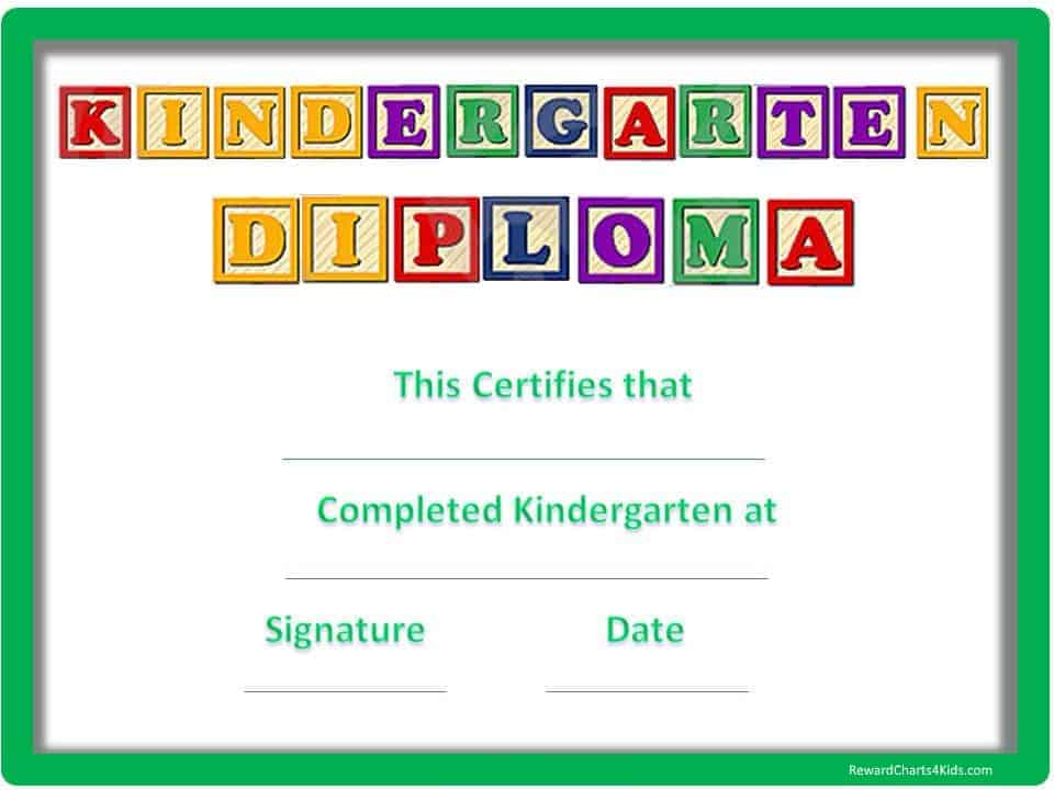 Kindergarten Diploma Template Free from www.rewardcharts4kids.com