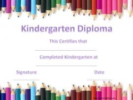 Kindergarten graduation certificate