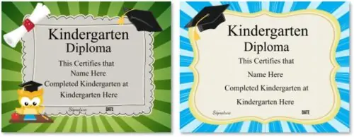Kindergarten certificates