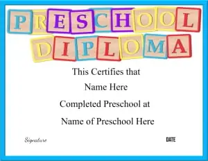 preschool certificate