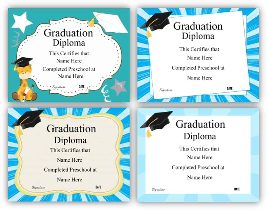 Free Printable Preschool Graduation Certificate Templates Within Free Printable Graduation Certificate Templates