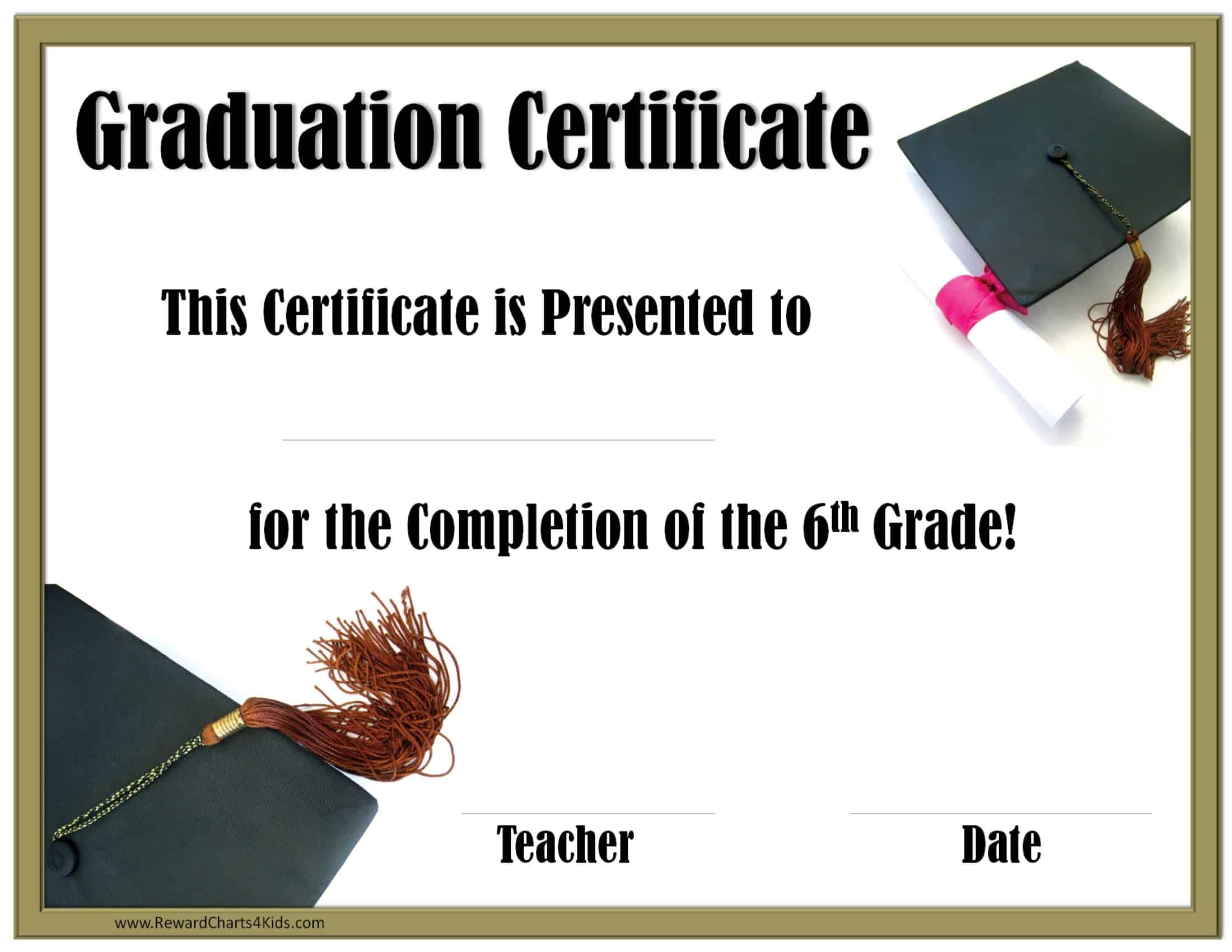 Free Printable 5th Grade Graduation Certificate Template