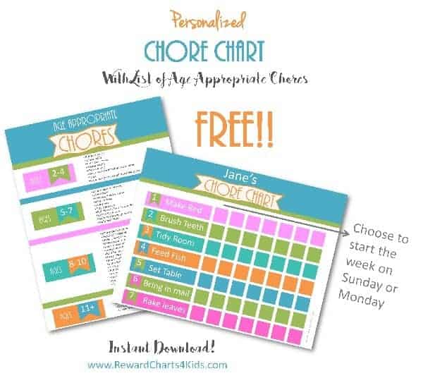 free chore charts with chore list