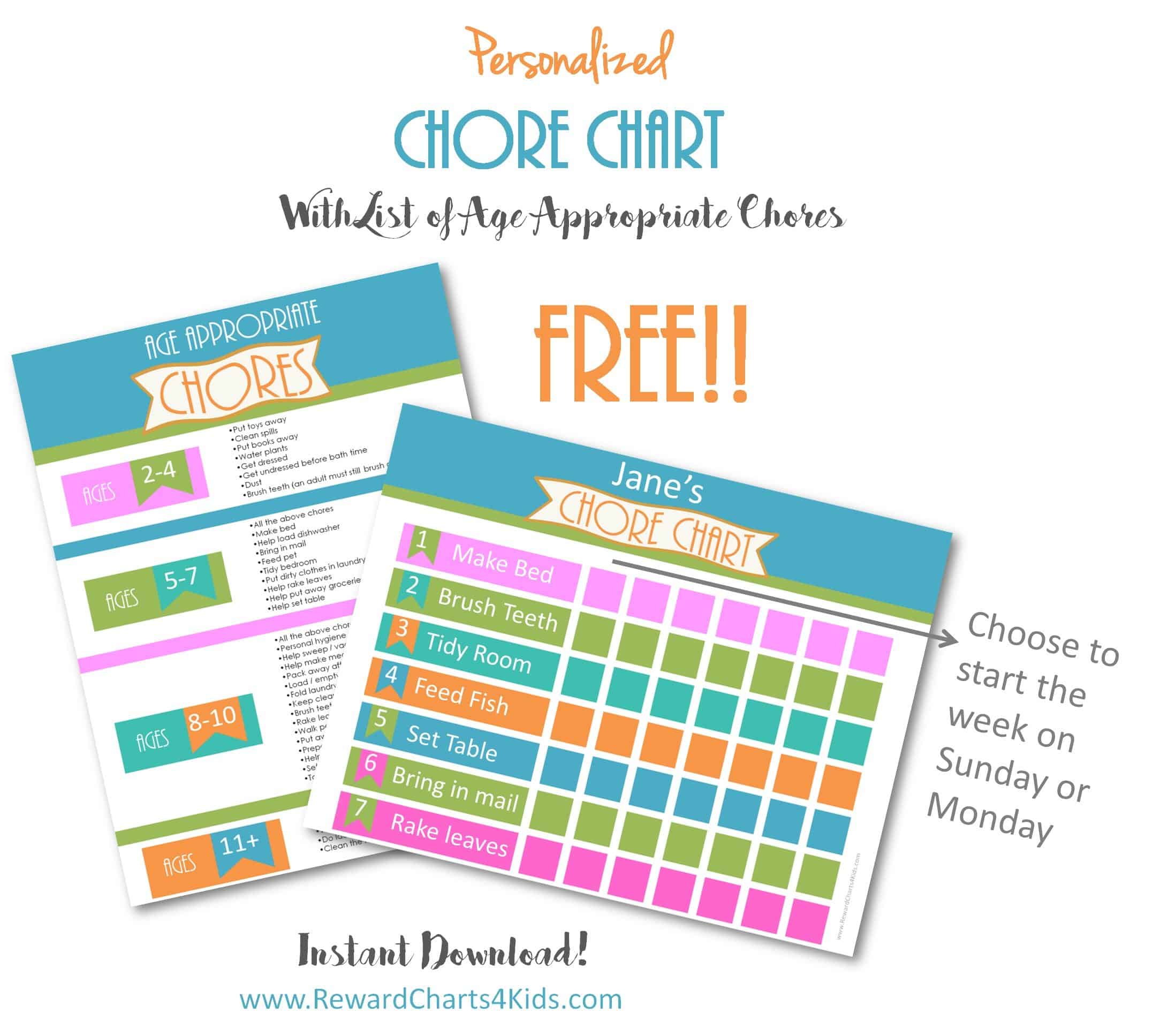 Free Chore List Charts