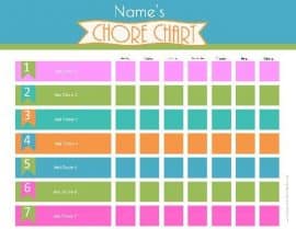 Chore Chart Teenages Free Printable