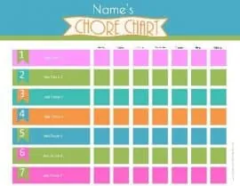 chore chart free printable blank chore chart template