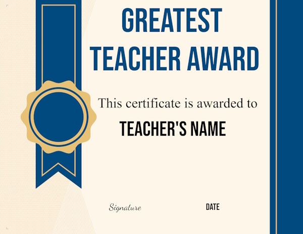 greatest teacher award