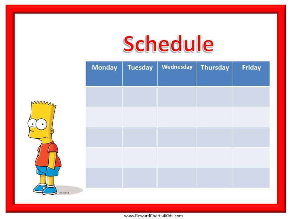 Kids Schedule Template | Free Weekly Schedule Template Printable