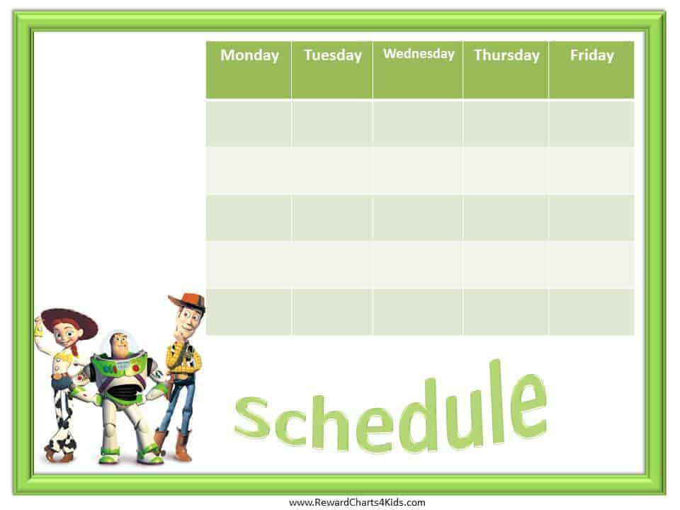 weekly schedule template chore list template
