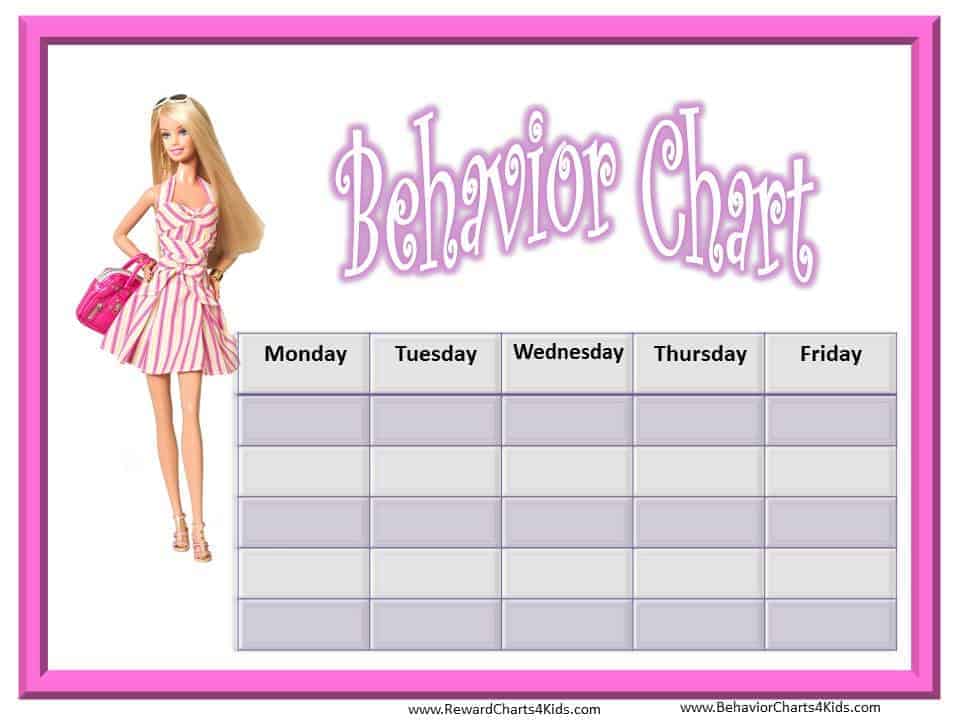 with or without photo Personalised Barbie Reward Chart & Pen 